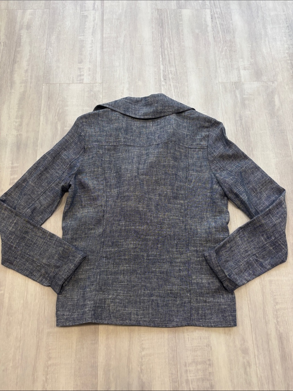 Max Studio Navy Linen Blend Asymmetrical Zip Jacket Size X Small - Picture 3 of 7